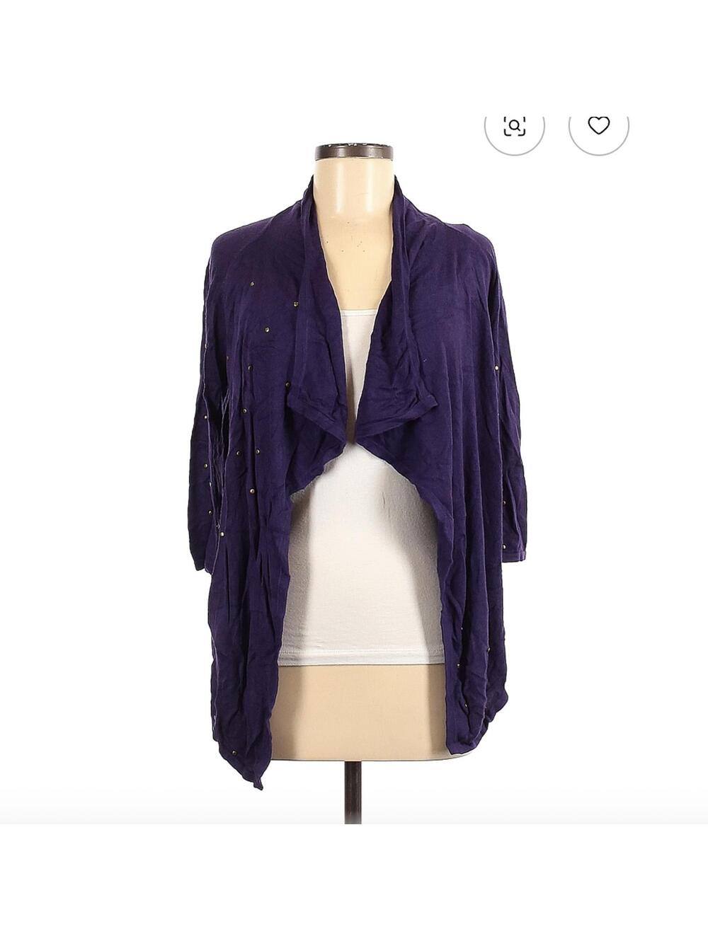 Cache Purple Rayon Cardigan Size M